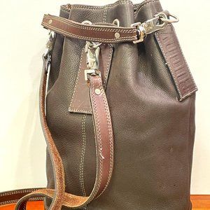 Rugby Brown Leather Large Bucket Bag
